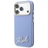 Apple iPhone 18 Pro / 17 Pro világoskék Karl Lagerfeld Grained műgyanta Signature Logo MagSafe tok thumbnail