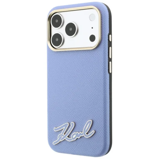 Apple iPhone 18 Pro / 17 Pro világoskék Karl Lagerfeld Grained műgyanta Signature Logo MagSafe tok - 2