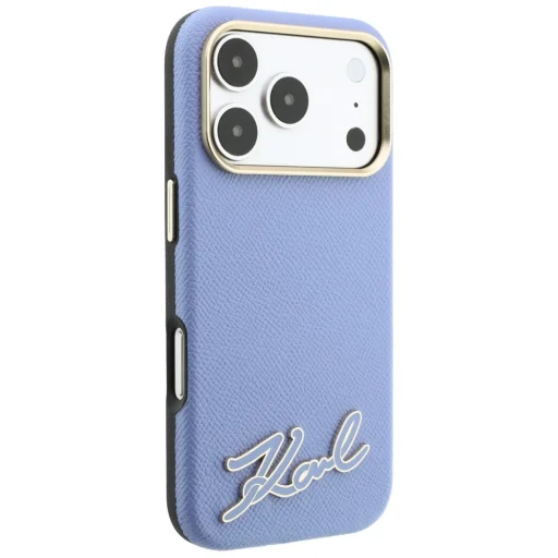 Apple iPhone 18 Pro / 17 Pro svetlomodrý kryt Karl Lagerfeld Grained zo syntetickej živice Signature Logo MagSafe - 4