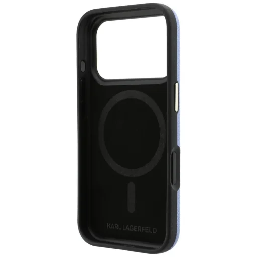 Apple iPhone 18 Pro / 17 Pro világoskék Karl Lagerfeld Grained műgyanta Signature Logo MagSafe tok - 7