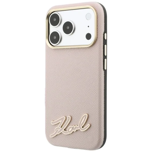 iPhone 18 Pro / 17 Pro rózsaszín Karl Lagerfeld Grained with Resin Signature Logo MagSafe tok - 2