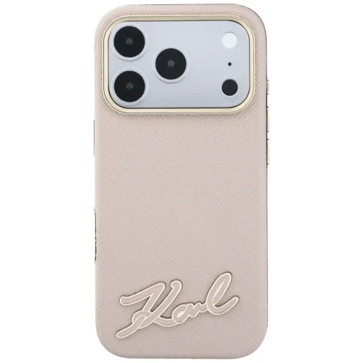 iPhone 18 Pro / 17 Pro rózsaszín Karl Lagerfeld Grained with Resin Signature Logo MagSafe tok - 3