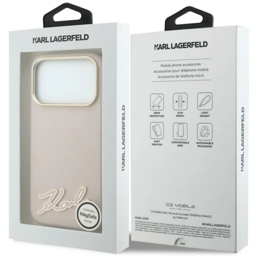 iPhone 18 Pro / 17 Pro rózsaszín Karl Lagerfeld Grained with Resin Signature Logo MagSafe tok - 8