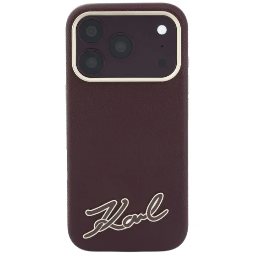 iPhone 18 Pro Max / 17 Pro Max bordó Karl Lagerfeld Grained with Resin Signature Logo MagSafe tok - 3
