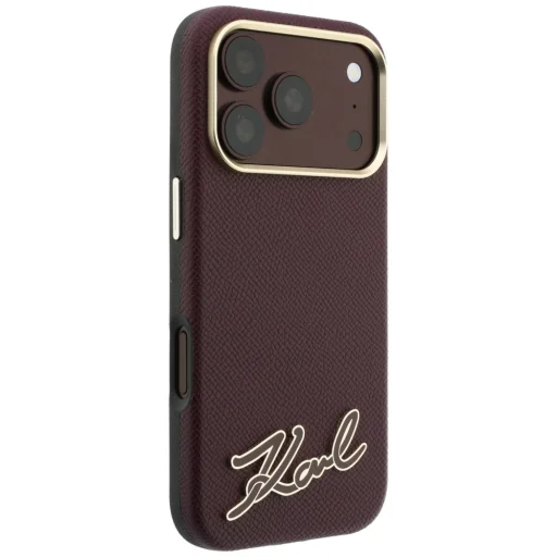 iPhone 18 Pro Max / 17 Pro Max bordó Karl Lagerfeld Grained with Resin Signature Logo MagSafe tok - 4