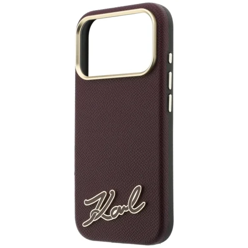 iPhone 18 Pro Max / 17 Pro Max bordó Karl Lagerfeld Grained with Resin Signature Logo MagSafe tok - 6