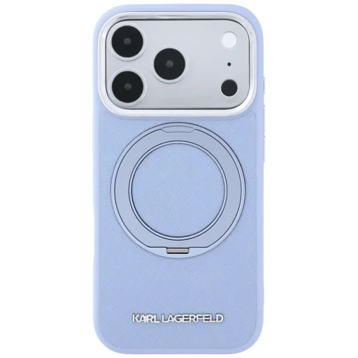 Apple iPhone 18 Pro / 17 Pro modrý Karl Lagerfeld Ring Stand 360 Saffiano Classic Logo MagSafe zadný kryt - 3
