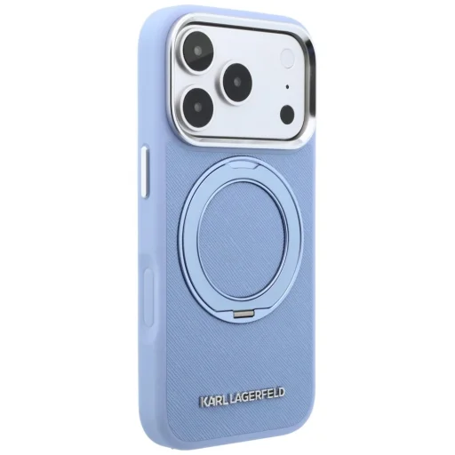 Apple iPhone 18 Pro / 17 Pro modrý Karl Lagerfeld Ring Stand 360 Saffiano Classic Logo MagSafe zadný kryt - 4