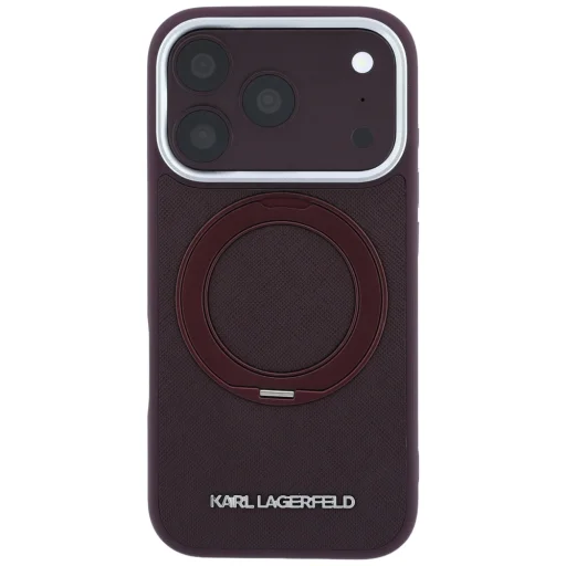 iPhone 18 Pro Max / 17 Pro Max bordó Karl Lagerfeld Ring Stand 360 Saffiano Classic Logo MagSafe tok - 3