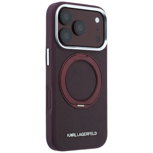 iPhone 18 Pro Max / 17 Pro Max bordó Karl Lagerfeld Ring Stand 360 Saffiano Classic Logo MagSafe tok - 4