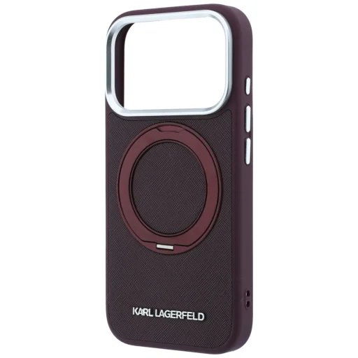 iPhone 18 Pro Max / 17 Pro Max bordó Karl Lagerfeld Ring Stand 360 Saffiano Classic Logo MagSafe tok - 6