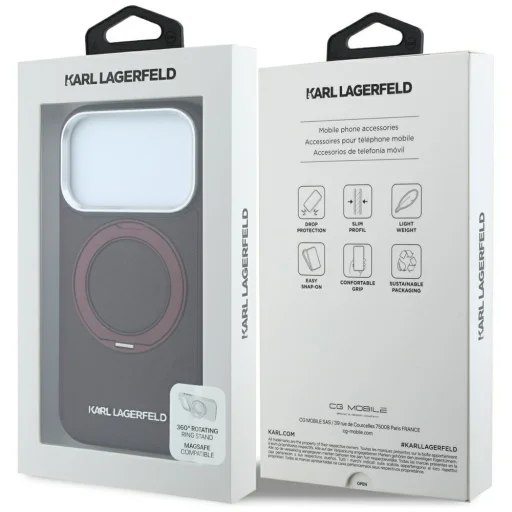 iPhone 18 Pro Max / 17 Pro Max bordó Karl Lagerfeld Ring Stand 360 Saffiano Classic Logo MagSafe tok - 8