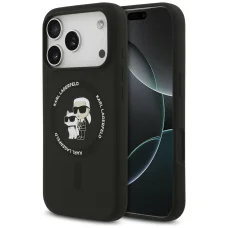 iPhone 18 Pro Max / iPhone 17 Pro Max fekete Karl Lagerfeld Silicone Karl&Choupette Ring MagSafe tok