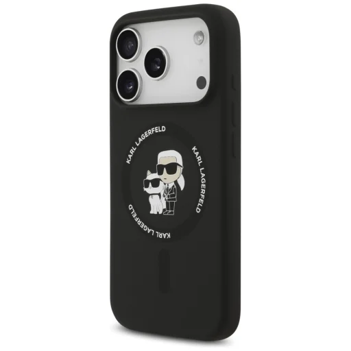 iPhone 18 Pro Max / iPhone 17 Pro Max fekete Karl Lagerfeld Silicone Karl&Choupette Ring MagSafe tok - 2