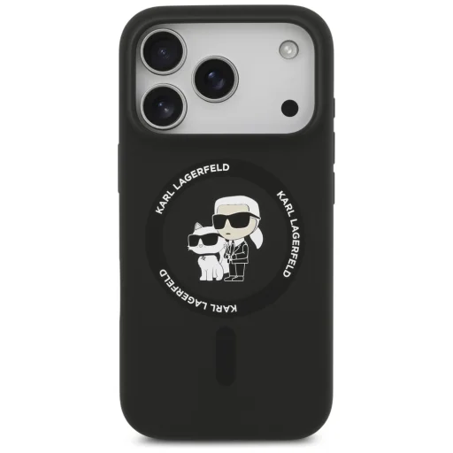 iPhone 18 Pro Max / iPhone 17 Pro Max fekete Karl Lagerfeld Silicone Karl&Choupette Ring MagSafe tok - 3