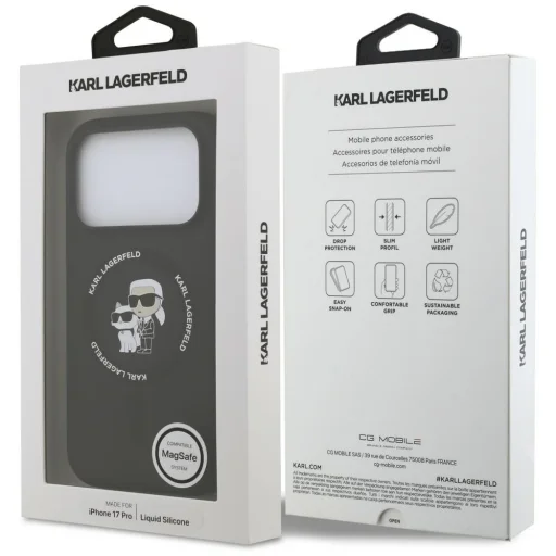 iPhone 18 Pro Max / iPhone 17 Pro Max fekete Karl Lagerfeld Silicone Karl&Choupette Ring MagSafe tok - 8