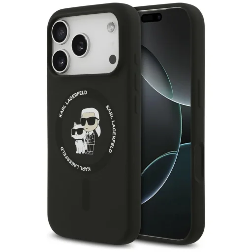 iPhone 18 Pro Max / iPhone 17 Pro Max fekete Karl Lagerfeld Silicone Karl&Choupette Ring MagSafe tok - 1