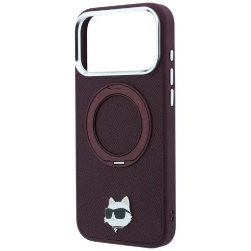 iPhone 18 Pro / 17 Pro bordové puzdro Karl Lagerfeld Ring Stand 360 Choupette Head Pin MagSafe - 6