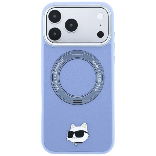 Apple iPhone 18 Pro / 17 Pro svetlomodré puzdro Karl Lagerfeld Ring Stand 360 Choupette Head Pin MagSafe - 3