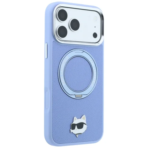 Apple iPhone 18 Pro / 17 Pro svetlomodré puzdro Karl Lagerfeld Ring Stand 360 Choupette Head Pin MagSafe - 4