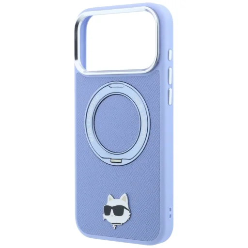 Apple iPhone 18 Pro / 17 Pro svetlomodré puzdro Karl Lagerfeld Ring Stand 360 Choupette Head Pin MagSafe - 6