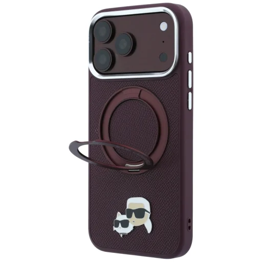 iPhone 18 Pro / 17 Pro Bordó Karl Lagerfeld Ring Stand 360 Karl & Choupette Heads Pin MagSafe tok - 2
