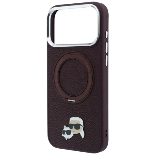 iPhone 18 Pro / 17 Pro Bordó Karl Lagerfeld Ring Stand 360 Karl & Choupette Heads Pin MagSafe tok - 6