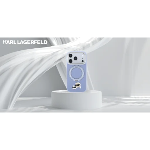 iPhone 18 Pro Max svetlomodrý Karl Lagerfeld Ring Stand 360 Karl & Choupette Heads Pin MagSafe kryt - 9