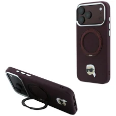 iPhone 18 Pro / 17 Pro bordové puzdro Karl Lagerfeld Ring Stand 360 Karl Head Pin MagSafe
