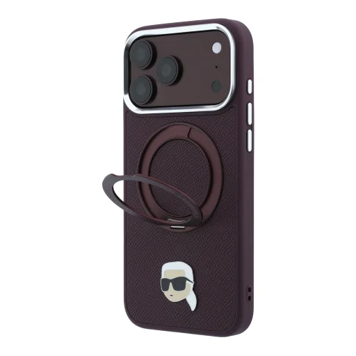 iPhone 18 Pro / 17 Pro bordové puzdro Karl Lagerfeld Ring Stand 360 Karl Head Pin MagSafe - 11