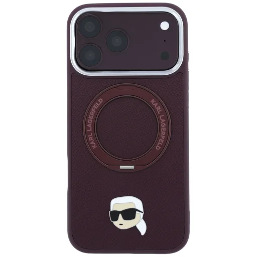 iPhone 18 Pro / 17 Pro bordó Karl Lagerfeld Ring Stand 360 Karl Head Pin MagSafe tok - 3