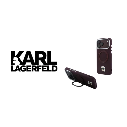 iPhone 18 Pro / 17 Pro bordó Karl Lagerfeld Ring Stand 360 Karl Head Pin MagSafe tok - 9