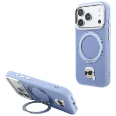 Apple iPhone 18 Pro / 17 Pro világoskék Karl Lagerfeld Ring Stand 360 Karl Head Pin MagSafe tok