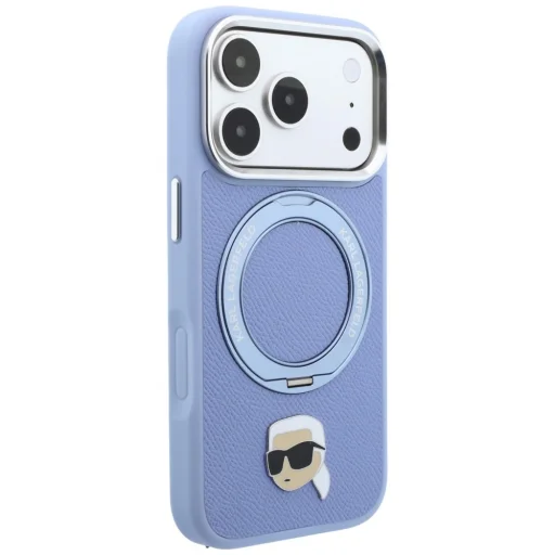 Apple iPhone 18 Pro / 17 Pro világoskék Karl Lagerfeld Ring Stand 360 Karl Head Pin MagSafe tok - 4