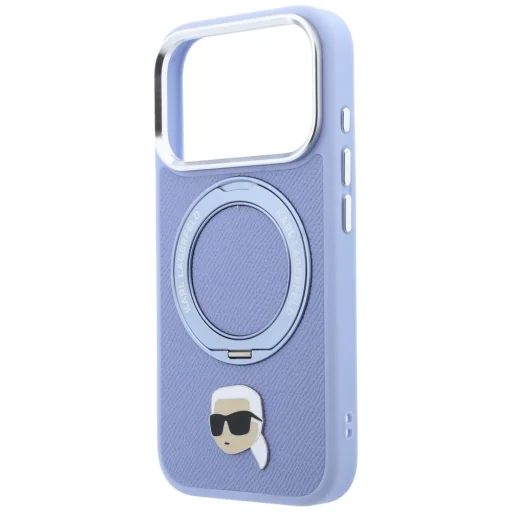Apple iPhone 18 Pro / 17 Pro világoskék Karl Lagerfeld Ring Stand 360 Karl Head Pin MagSafe tok - 6