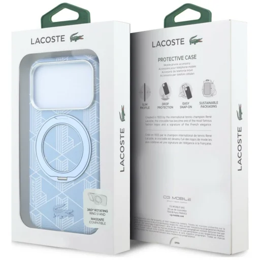 Apple iPhone 18 Pro Max / 17 Pro Max kék Lacoste Blend with Ring Stand MagSafe tok - 8