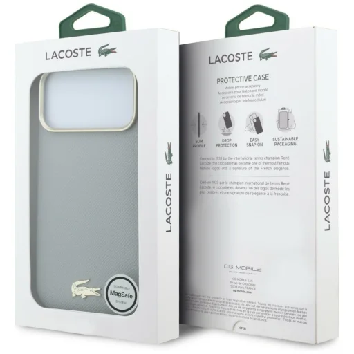  iPhone 18 Pro Max / 17 Pro Max szürke Lacoste Champs Elysees Embossed MagSafe tok - 8