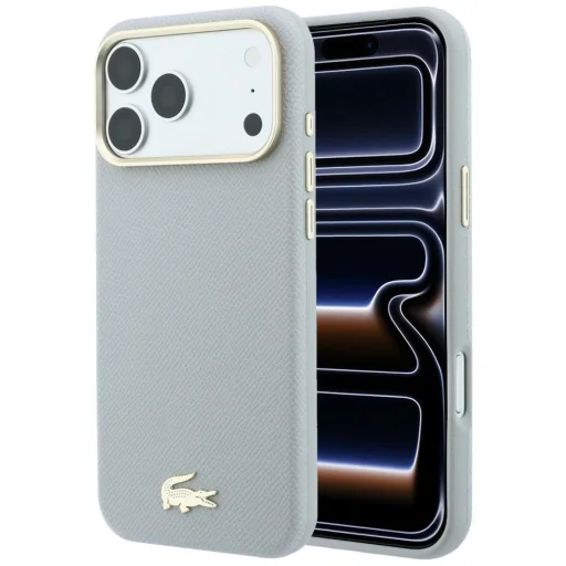  iPhone 18 Pro Max / 17 Pro Max szürke Lacoste Champs Elysees Embossed MagSafe tok - 1