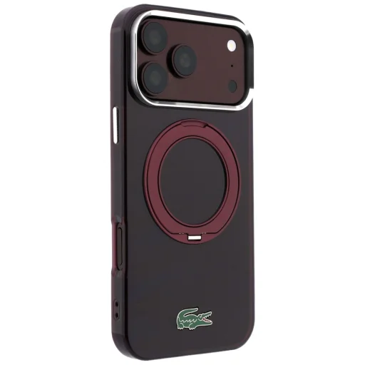 iPhone 18 Pro Max / 17 Pro Max bordový Lacoste IML Glossy Finish MagSafe kryt s prstencovým stojanom - 4