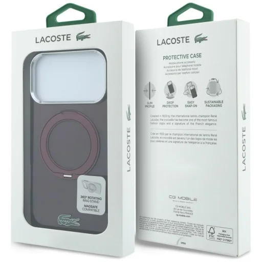  iPhone 18 Pro Max / 17 Pro Max bordó Lacoste IML Glossy Finish MagSafe tok gyűrűs állvánnyal - 8