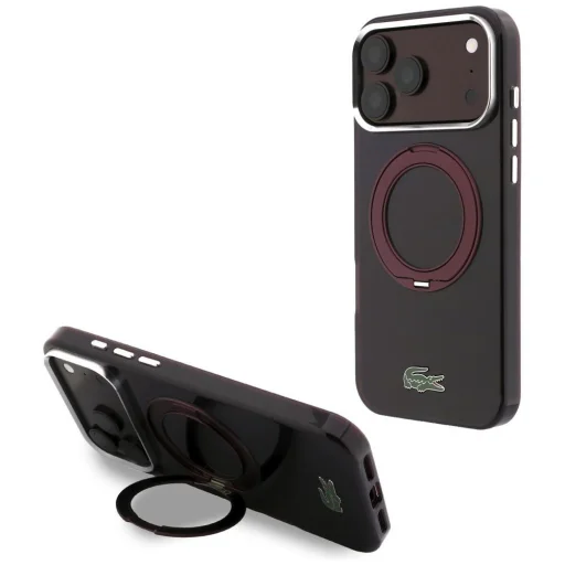 iPhone 18 Pro Max / 17 Pro Max bordový Lacoste IML Glossy Finish MagSafe kryt s prstencovým stojanom - 1