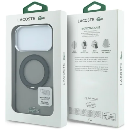 Apple iPhone 18 Pro Max / 17 Pro Max fekete Lacoste IML Glossy Finish with Ring Stand MagSafe hátlap tok - 8