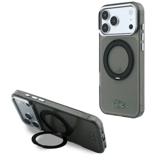 Apple iPhone 18 Pro Max / 17 Pro Max fekete Lacoste IML Glossy Finish with Ring Stand MagSafe hátlap tok - 1