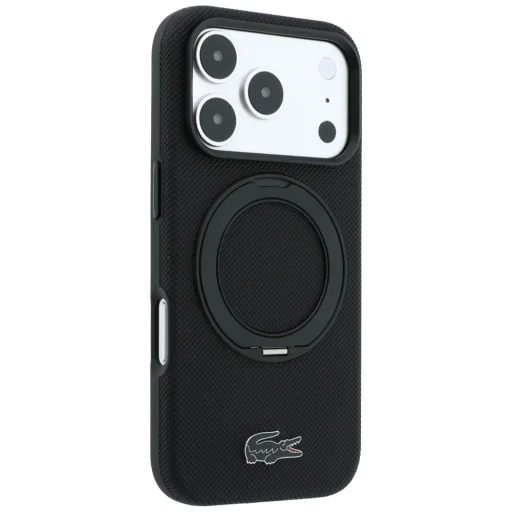 Apple iPhone 18 Pro / 17 Pro čierny Lacoste Petit Pique Ring Stand MagSafe zadný kryt - 4