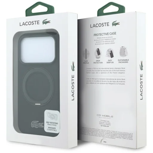 Apple iPhone 18 Pro / 17 Pro fekete Lacoste Petit Pique Ring Stand MagSafe hátlap tok - 8