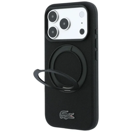 iPhone 18 Pro Max / 17 Pro Max fekete Lacoste Petit Pique with Ring Stand MagSafe hátlap tok - 2