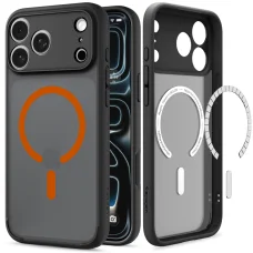 iPhone 18 Pro Max / 17 Pro Max matt fekete-narancssárga Spigen Ultra Hybrid MagSafe védőtok