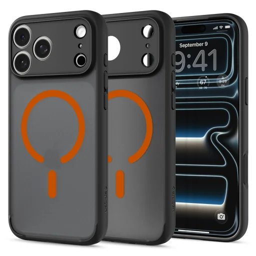 iPhone 18 Pro Max / 17 Pro Max matt fekete-narancssárga Spigen Ultra Hybrid MagSafe védőtok - 2