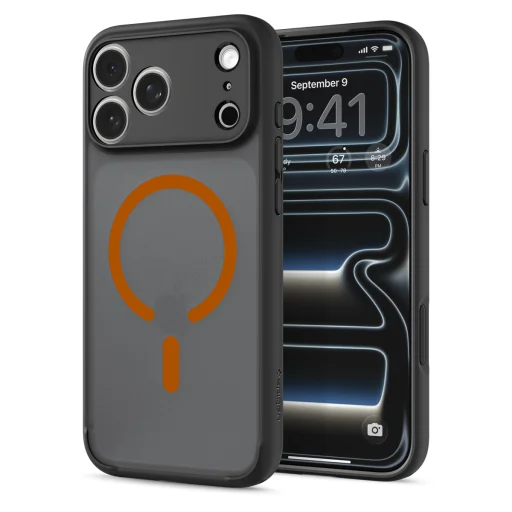 iPhone 18 Pro Max / 17 Pro Max matt fekete-narancssárga Spigen Ultra Hybrid MagSafe védőtok - 13