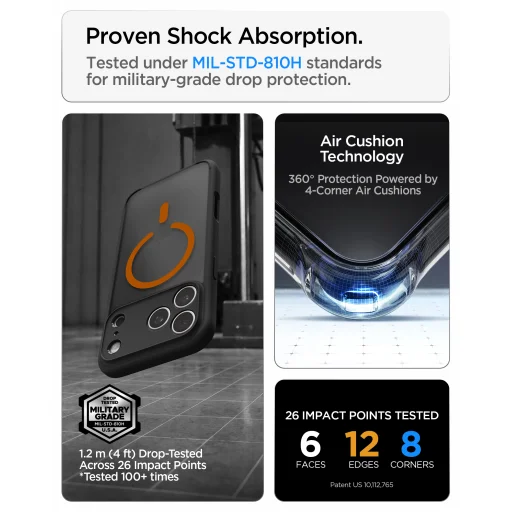 iPhone 18 Pro Max / 17 Pro Max matt fekete-narancssárga Spigen Ultra Hybrid MagSafe védőtok - 20